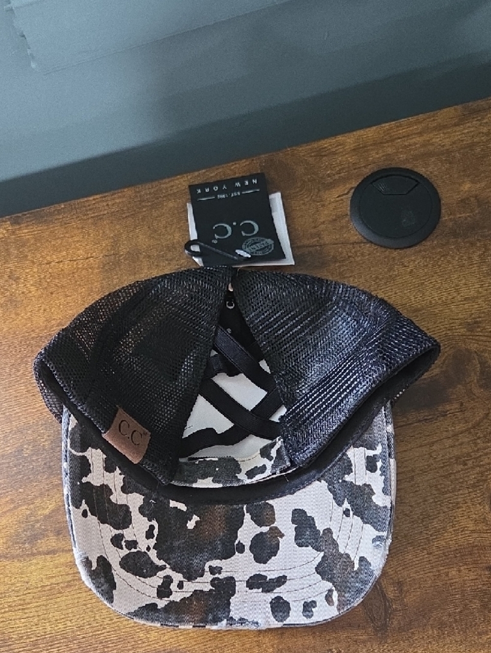 Cow Print Trucker Hat - Black & White - Picture 2 of 2